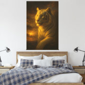 Majestic White Tiger in Golden Light Leinwanddruck (Insitu (Schlafzimmer))
