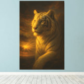 Majestic White Tiger in Golden Light Leinwanddruck (Insitu (Holzboden))