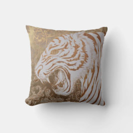 Majestic White Tiger Throw Pillow – Baroque Luxury Kissen