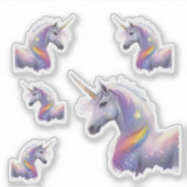 Majestic White Unicorn mit Hellbrunnenmane Aufkleber (Vorderseite)