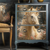 Majestic White Unicorn Winter Fantasy Snowy Forest Seidenpapier