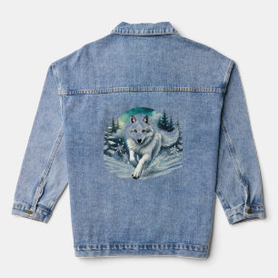 Majestic White Wolf im Winter Wonderland Jeansjacke