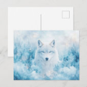 Majestic White Wolf in Icy Winter Forest Postkarte (Vorne/Hinten)