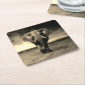 Majestic Wild Bull Elephant in Sepia Rechteckiger Pappuntersetzer (angewinkelt)