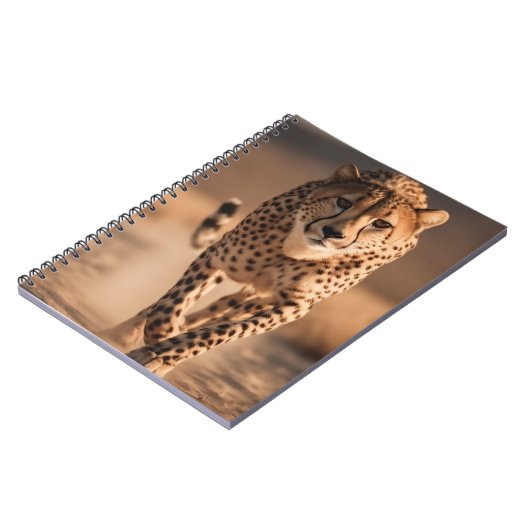 Majestic Wild Cheetah Running Photo Notizblock (Linke Seite)