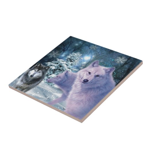 Majestic Wild Wolves im Wald Fliese (Seite)