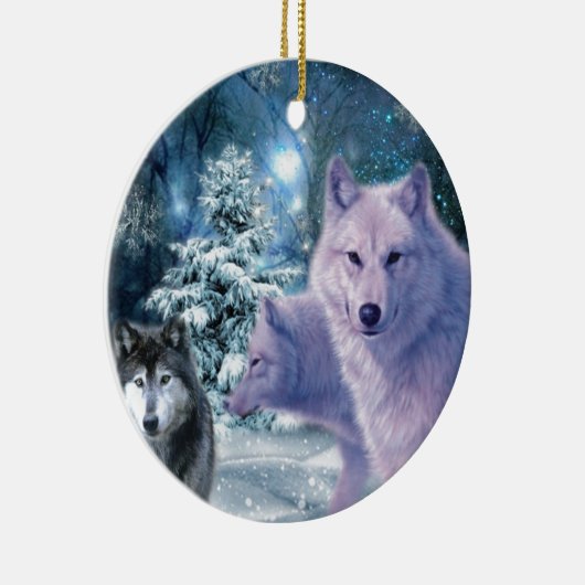 Majestic Wild Wolves im Wald Keramikornament (Rechts)