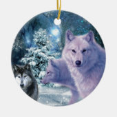 Majestic Wild Wolves im Wald Keramikornament (Vorne)