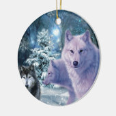 Majestic Wild Wolves im Wald Keramikornament (Links)