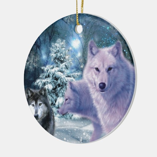 Majestic Wild Wolves im Wald Keramikornament (Links)