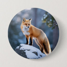 Majestic Winter Fox Fotografie Button