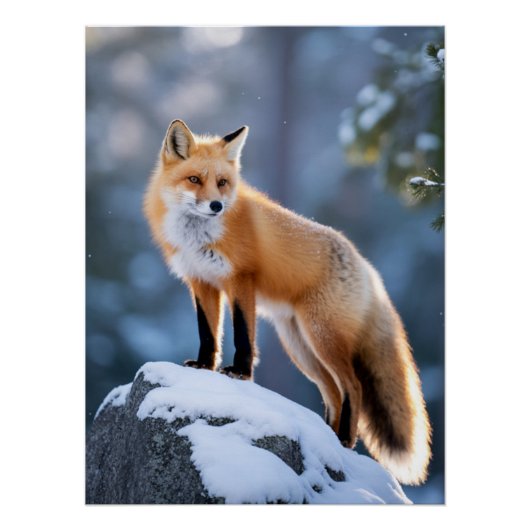 Majestic Winter Fox Fotografie Poster (Vorderseite)