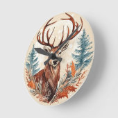 Majestic Winter Stag Runde Wanduhr (Winkel)