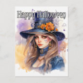 Majestic Witch Illustration Happy Halloween Postkarte (Vorderseite)