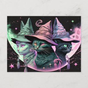 Majestic Witchy Kitty Cats Postkarte