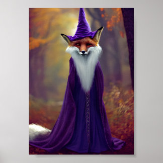 Majestic Wizard Fox mit einem lila Zauberkleid Poster