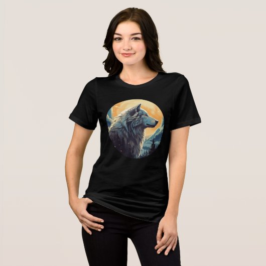 Majestic Wolf at Sunset – Wilderness Art Tri-Blend Shirt (Vorderseite voll)