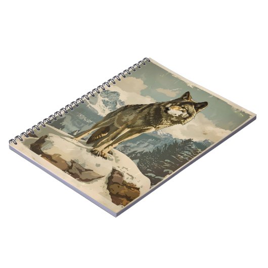 Majestic Wolf auf Snowy Rock Notizblock (Linke Seite)