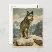 Majestic Wolf auf Snowy Rock Postkarte (Vorne/Hinten)