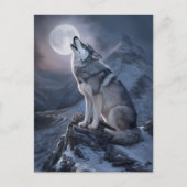 Majestic Wolf Bergwelt im Mondschein Postkarte (Vorderseite)