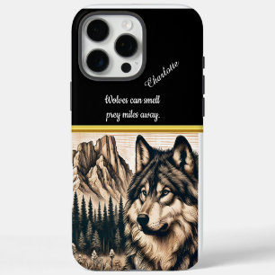 Majestic Wolf blickt auf Bergkulisse in der Natur iPhone 16 Pro Max Hülle