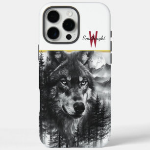 Majestic Wolf blickt über die Mondlandschaft iPhone 16 Pro Max Hülle