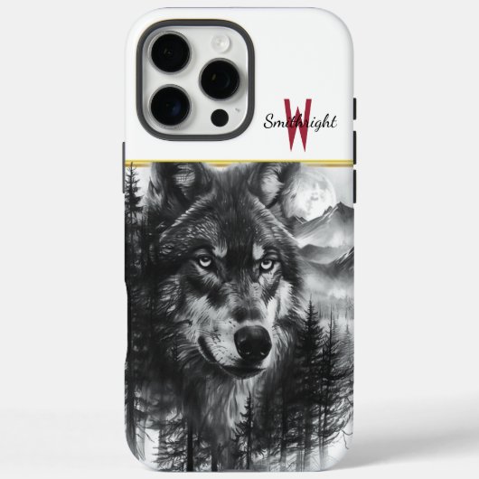 Majestic Wolf blickt über die Mondlandschaft Case-Mate iPhone Hülle (Rückseite)