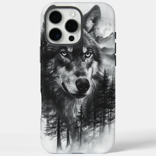 Majestic Wolf blickt über die Mondlandschaft Case-Mate iPhone Hülle (Rückseite)