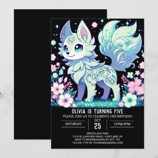 Majestic Wolf Digital Geburtstag Einladung (Vorne/Hinten)