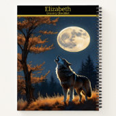 Majestic Wolf heult auf Vollmond unter Sternen Notizblock (Rückseite)