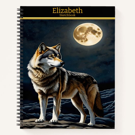 Majestic Wolf heult im hellen Mondschein Notizblock (Vorderseite)
