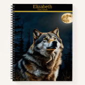 Majestic Wolf heult unter dem hellen Vollmond Notizblock (Vorderseite)