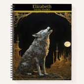 Majestic Wolf heult unter einem strahlenden Vollmo Notizblock (Vorderseite)