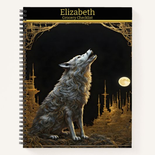 Majestic Wolf heult unter einem strahlenden Vollmo Notizblock (Vorderseite)