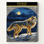Majestic Wolf heult unter Vollmond Notizblock (Rückseite)