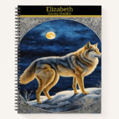 Majestic Wolf heult unter Vollmond Notizblock (Vorderseite)