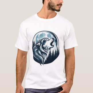 Majestic Wolf Howling auf dem Vollmond T-Shirt