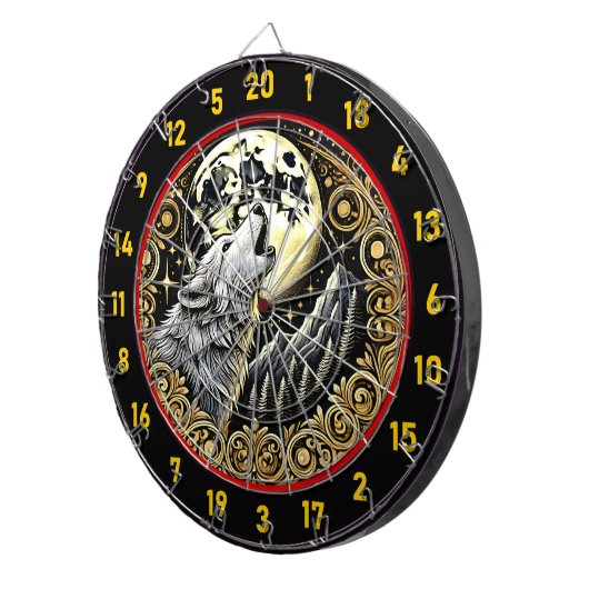 Majestic Wolf Howls unter Starry Sky Dartscheibe (Vorderseite rechts)