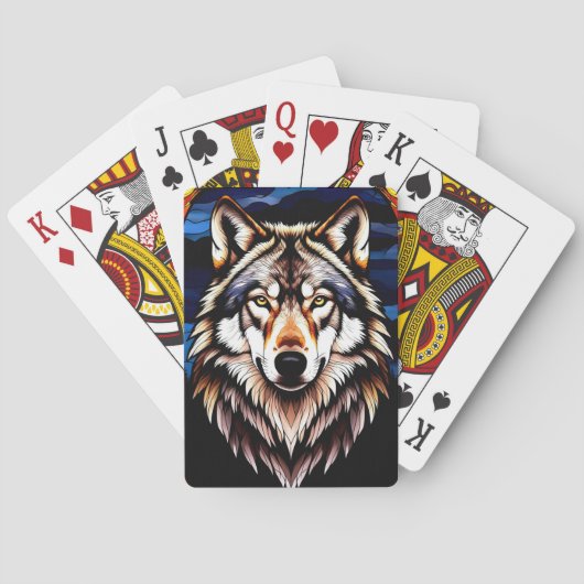 Majestic Wolf im Farbenspiel Spielkarten (Rückseite)
