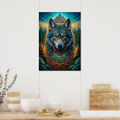 Majestic Wolf im Mystischen Wald Poster (Küche)