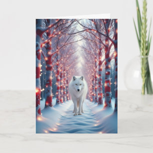 Majestic Wolf im Snowy Holiday Forest Karte