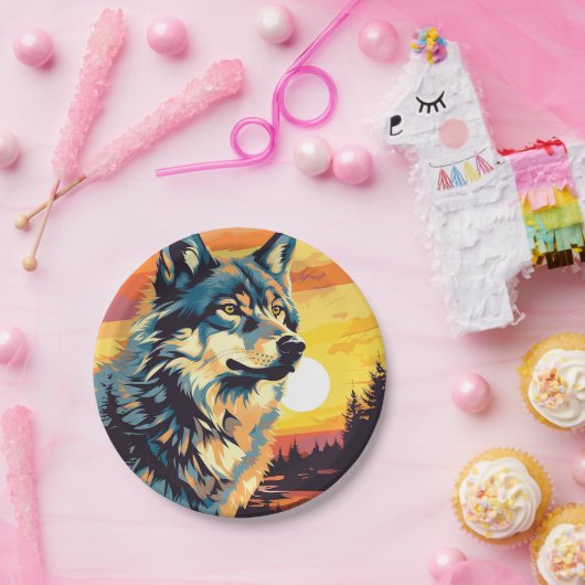 Majestic Wolf Impressionist Journey Pappteller (Party)