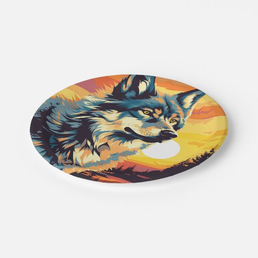 Majestic Wolf Impressionist Journey Pappteller (Schrägansicht)