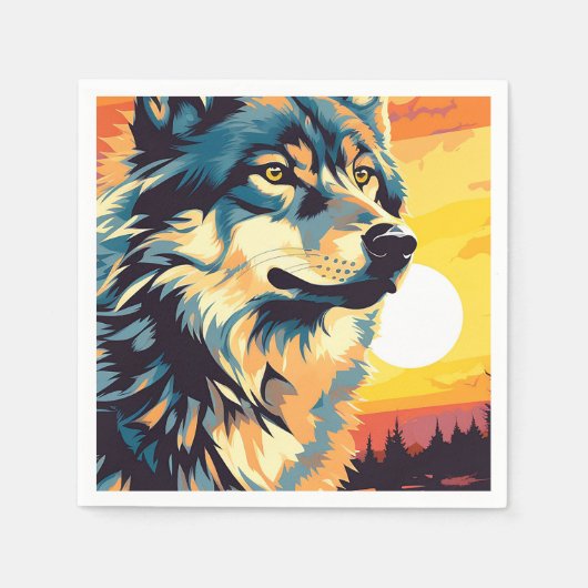 Majestic Wolf Impressionist Journey Serviette (Vorderseite)