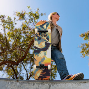 Majestic Wolf Impressionist Journey Skateboard