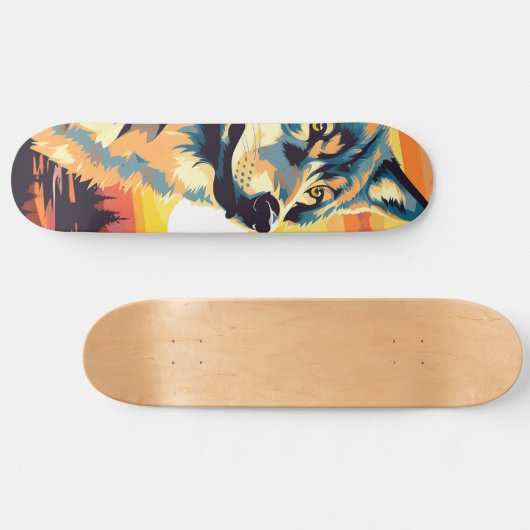Majestic Wolf Impressionist Journey Skateboard (Horizontal)