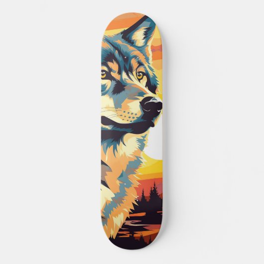 Majestic Wolf Impressionist Journey Skateboard (Vorderseite)