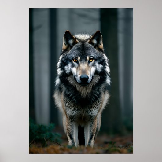 Majestic Wolf in Forest Shadows Poster (Vorne)