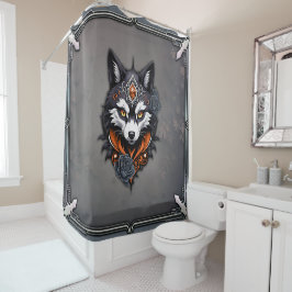 Majestic Wolf Kopf, fertig in einem tiefen, Duschvorhang