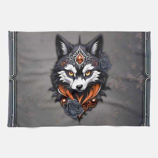 Majestic Wolf Kopf, fertig in einem tiefen, Geschirrtuch (Horizontal)